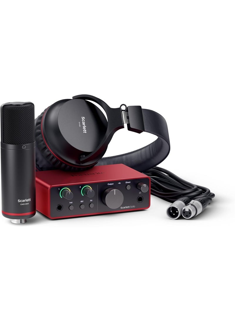 Focusrite Scarlett Solo Studio 4th Gen USB Audio Interface Recording Bundle with Condenser Microphone and Headphones for Music Production Songwriting Vocal Recording and Podcasting - Image 1